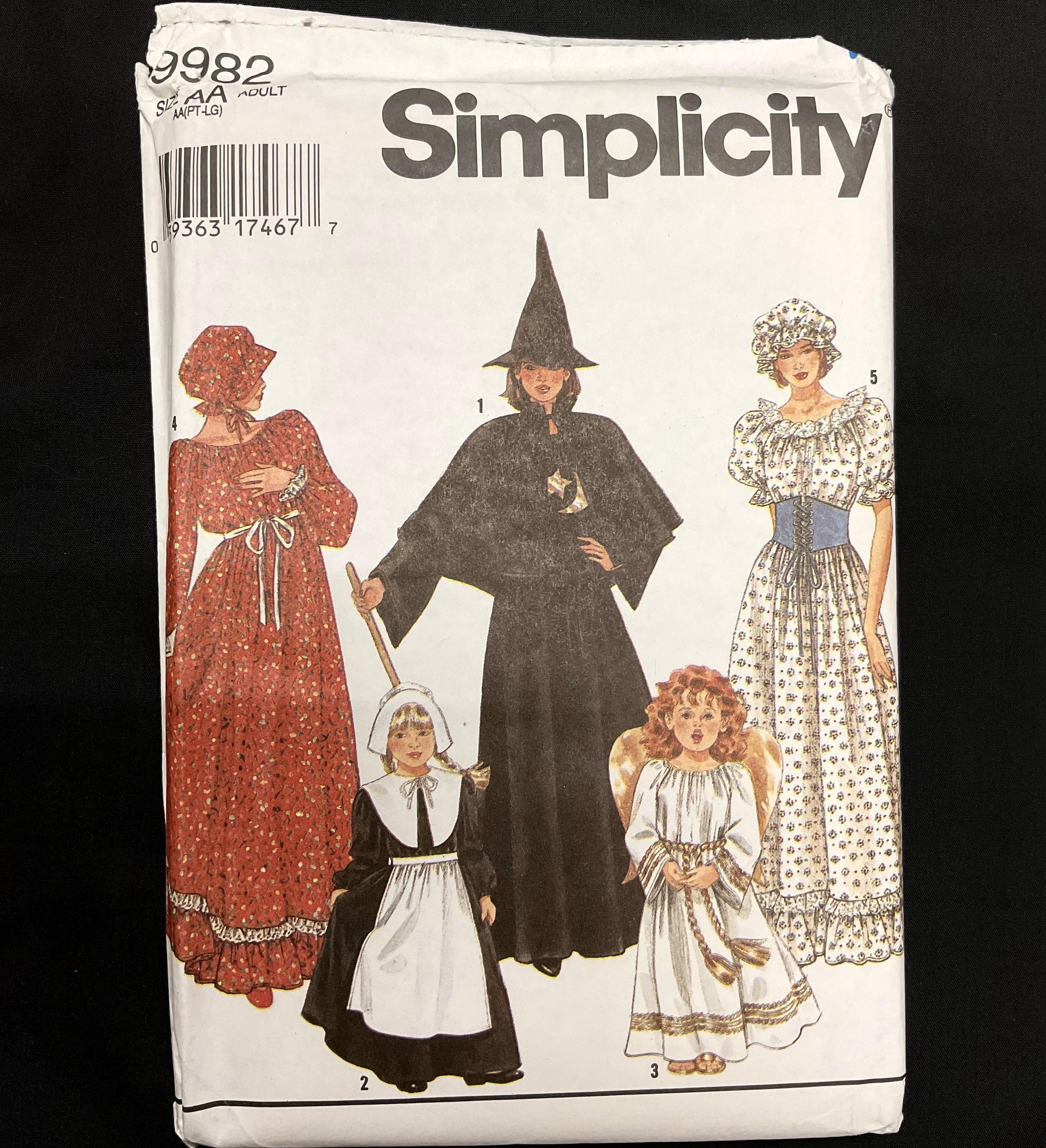 Simplicity 9982 Sewing Pattern Women Halloween Costumes Witch Pilgrim ...