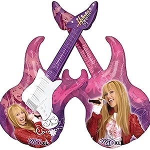 41" x 18" Disney Hannah Montana Guitar Supershape Mylar Balloon. New Old Stock bild 1
