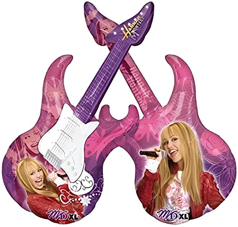 41" x 18" Disney Hannah Montana Guitar Supershape Mylar Balloon. New Old Stock bild 1