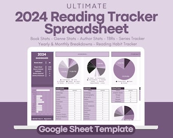 2024 Ultimate Reading Spreadsheet, Google Sheets Template, Reading Tracker, Book Tracker Template