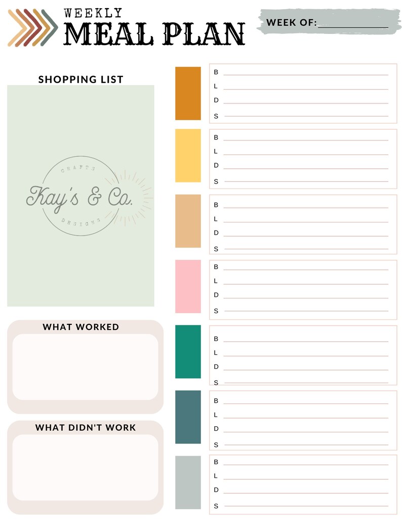 Weekly Meal Planner, Digital Download, Printable Planner - Etsy