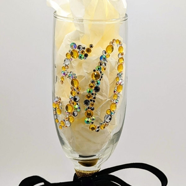 Custom Personalized Glitter Birthday Champagne Flute