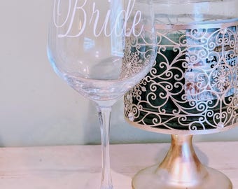 Rhinestone Bride Wine Glass: Pearl & Crystal Embellished