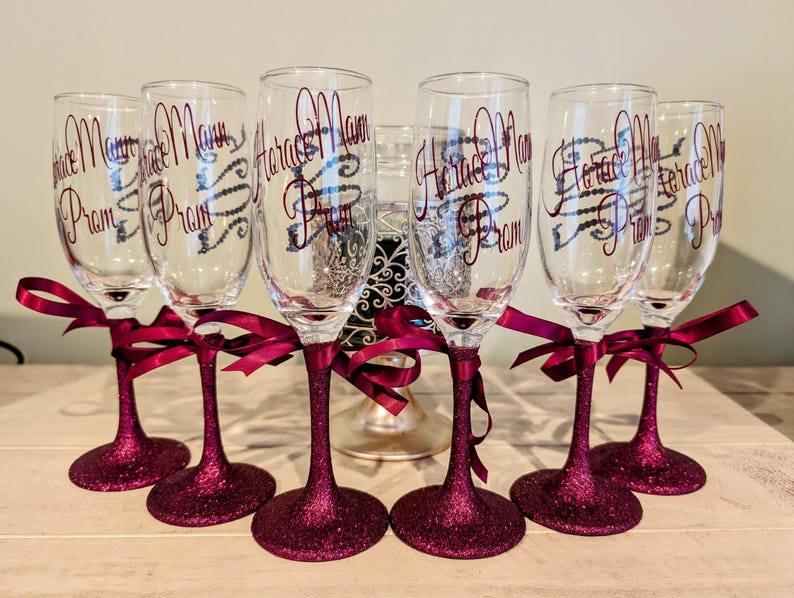 Prom Flutes Personalized Rhinestone Champagne Flute: New Years Glass, Custom ...