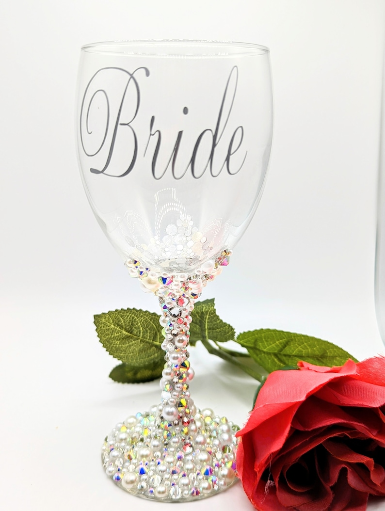 Rhinestone Bride Wine Glass Etsy