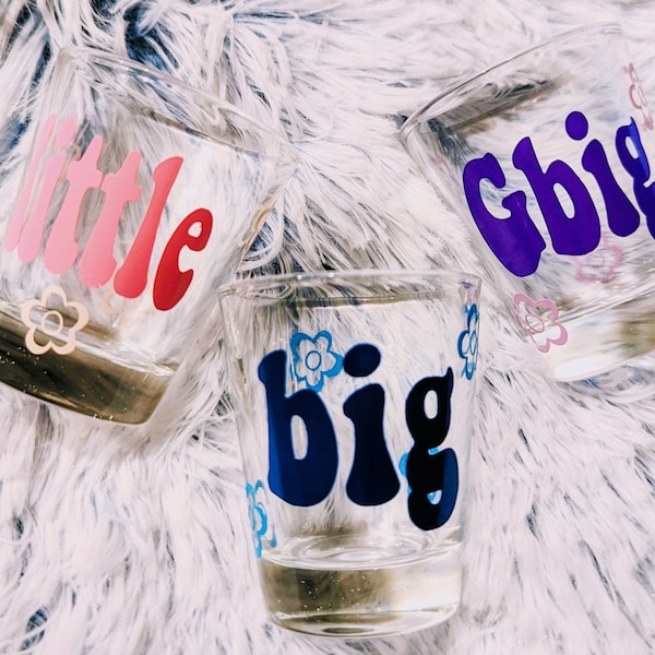 Big Little Groovy Sorority Shot Glasses, Sorority Gift Baskets, Sorority Flower Shots