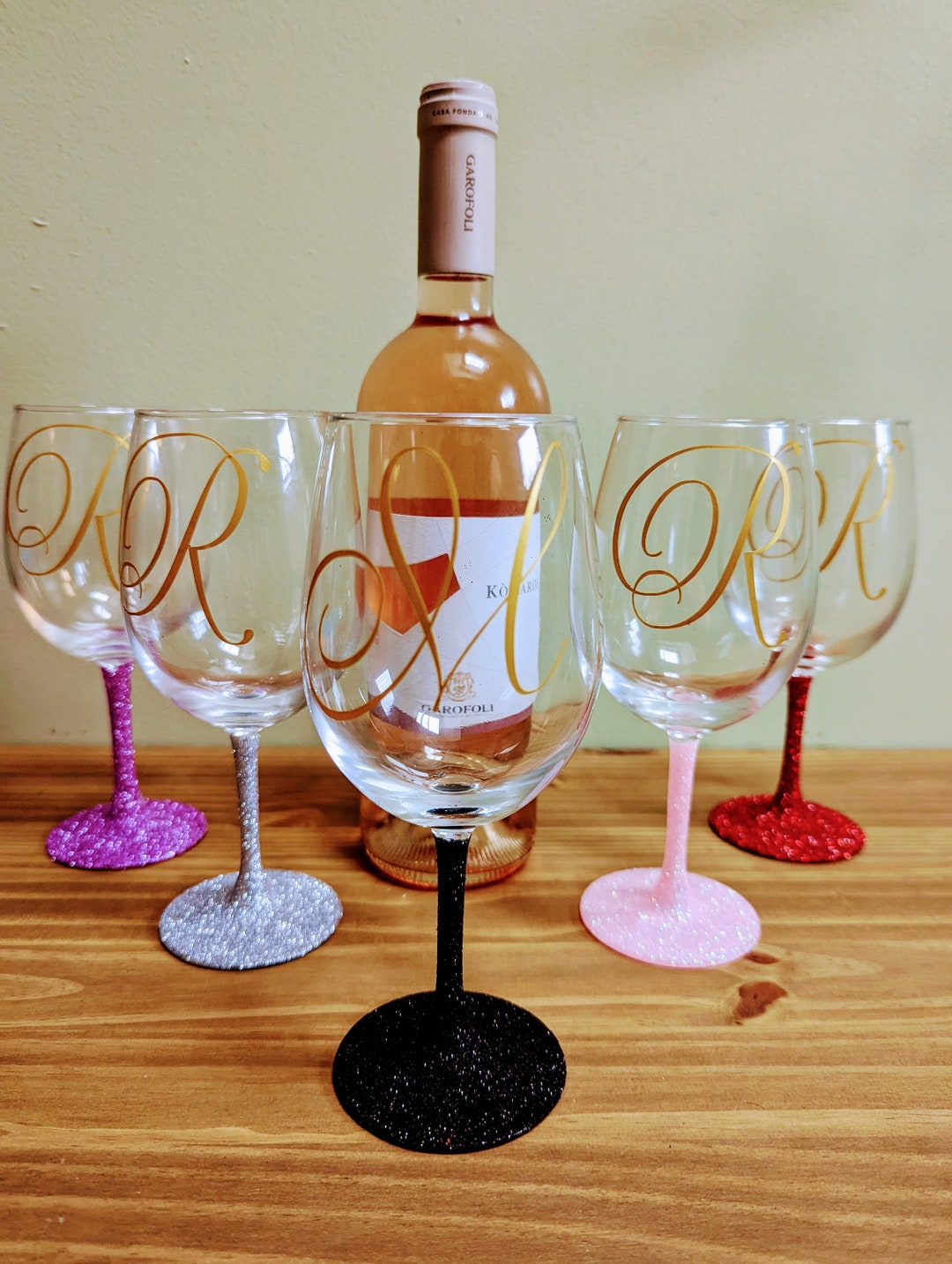 Breast Cancer Glitter Wine Glass, Flat Bottom Wine Glasses, Personalized  Glitter Wine Glasses 