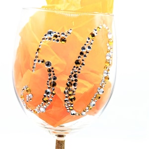 Personalized Glitter and Rhinestone Birthday Wine Glass