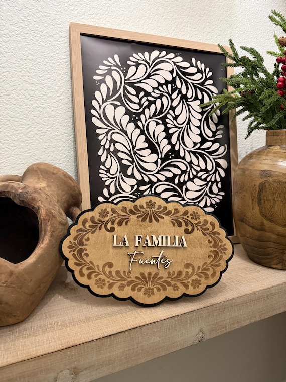 Custom Papel Picado Talavera Style Family  Sign | Mexican Home Decor, Bienvenidos Personalized Wood Sign |Christmas gifts, regalos navideños