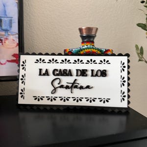 Custom Papel Picado Style Family Name Sign | Mexican Home Decor, Bienvenidos Personalized Wood Sign | Christmas gifts | regalos navideños image 5