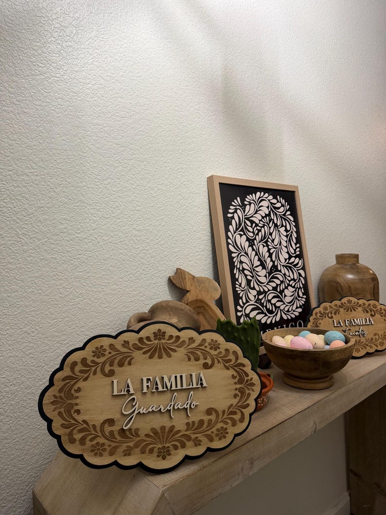 Custom Papel Picado Talavera Style Family Sign | Mexican Home Decor, Bienvenidos Personalized Wood Sign |Christmas gifts, regalos navideños bild 5