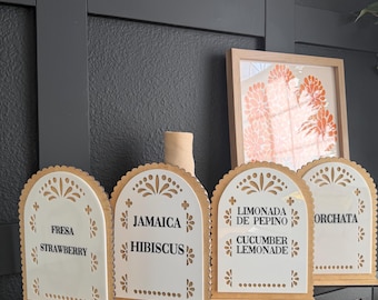 Mexican Fiesta Table Signs |Papel Picado Style Food & Drink Labels | Salsa, Postres, Bebidas | Fiesta Decoration | cielito lindo| wedding,