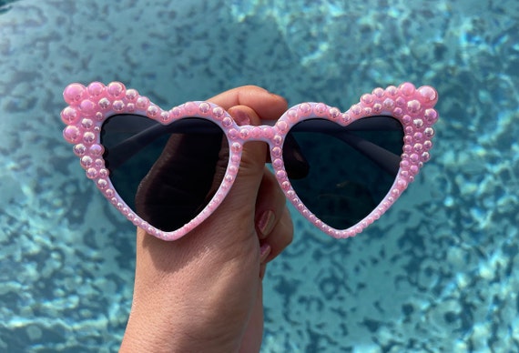 Pink and White Pearl Sunglasses, Custom Adult Sunglasses