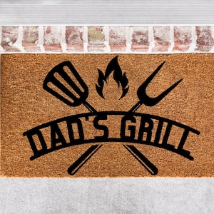 Dad&#39;s Grill Doormat, Grilling Doormat, Cooking Doormat, Outdoor Doormat, Custom Doormat, Grill Doormat Welcome Door Mat, Gift for Dad,