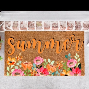Summer Doormat, Floral Doormat, Summertime Doormat, Custom Doormat, Welcome Doormat, Colorful Doormat, Pretty Doormat