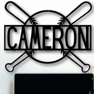 Metal Baseball Sign. Custom Baseball Name Sign, Custom Name Sign, Children&#39;s Sports Sign, Custom Sports Sign, Children&#39;s Room Decor