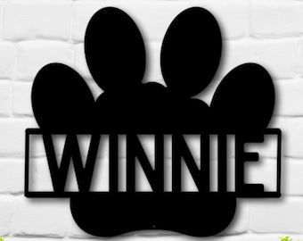 Personalized Metal Paw Print Sign: Custom Dog Name Sign