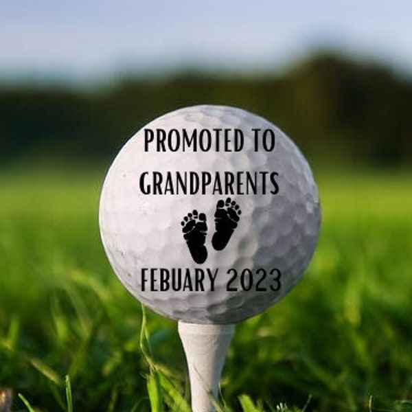 Promoted to Grandparents Golf Ball Set, Golf Ball Gift, Gift for Dad, Baby Announcement Gift, New Grandparents Announcement, Baby Feet
