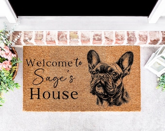 Custom French Bulldog Coir Doormat: Frenchie Welcome Mat