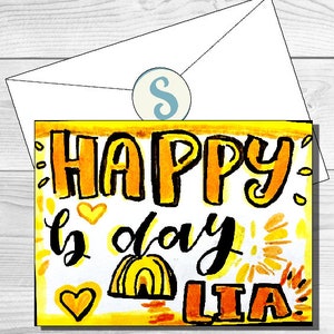 Cartão de aniversário estilo amarelo!