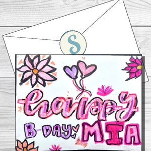 Floral & pink style Birthday card
