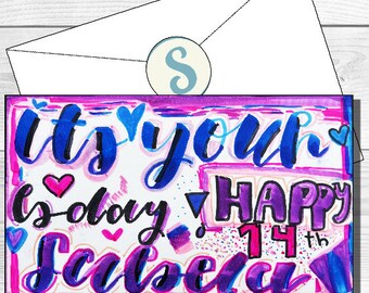 Custom Brush Letter Birthday Card – Personalized Gift