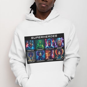 Hoodie Black History Top Afrofuturism Sweatshirt Black History Shirt Black-Owned Clothing Superheroes Gift for Him Her Teacher MLK BLM