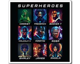 Black Superheroes Magnet, Gift for History Teacher, Black Lives, Black Pride Kitchenware, Black History Icons