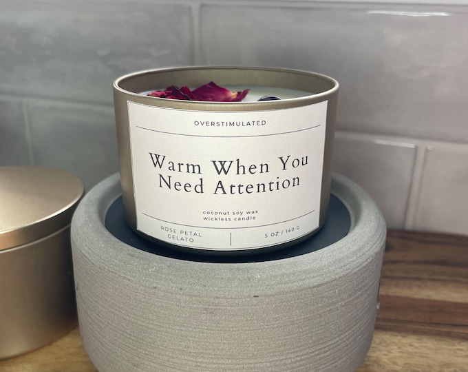 Renewal Ritual: Handmade Wickless Candle Infused with Essential Oils, Flowers, and Crystals | Gift Ideas