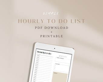 Lista de tareas pendientes por hora imprimible, lista digital, lista de tareas simples, PDF digital
