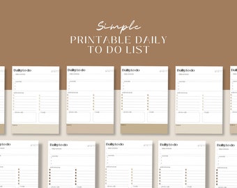 Lista de tareas diarias imprimible, Lista digital, Lista de tareas simples, PDF digital