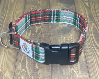 Christmas Plaid Cotton Dog Collar, Winter Fashion