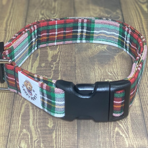 Christmas Plaid Dog Collar, Christmas Plaid, Christmas Cotton Fabric Dog Collar, Fashion Dog Collar, Winter Plaid, Winter Dog Collar