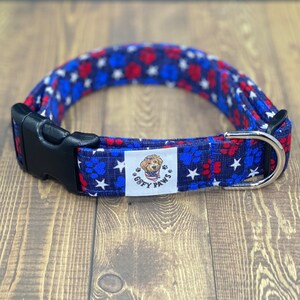 Dog Collar, Patriotic Paw Prints, Patriotic, Patriotic Dog Collar,Patriotic Collar, Fourth of July, Paw Prints, Paw Print Dog Collar, Stars
