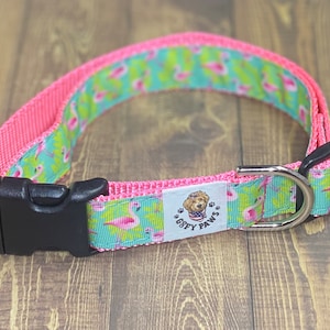 Dog Collar, Prink Flamingos, Flamingo, Flamingo Dog Collar, Flamingo Collar, Summer Dog Collar, Summer Collar, Summer, Made In USA, Pink