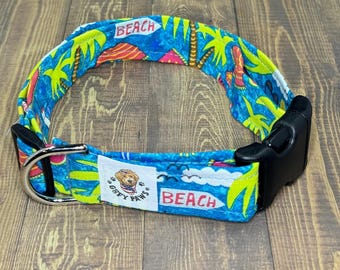 Beach Dog Collar, Palm Tree Summer Collar