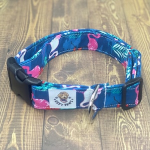 Dog Collar, Flamingo, Flamingo Dog Collar, Flamingo Collar, Summer Dog Collar, Summer Collar, Hawaiian, Hawaiian Dog Collar, Palm Leaf,