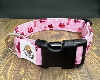 Valentine's Day Hearts & Bones Dog Collar, One Inch