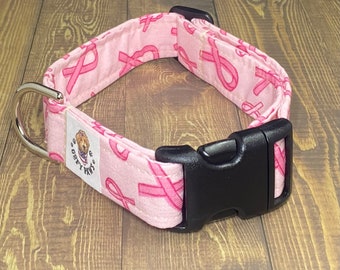 Pink Ribbon Dog Collar, Breast Cancer Awareness