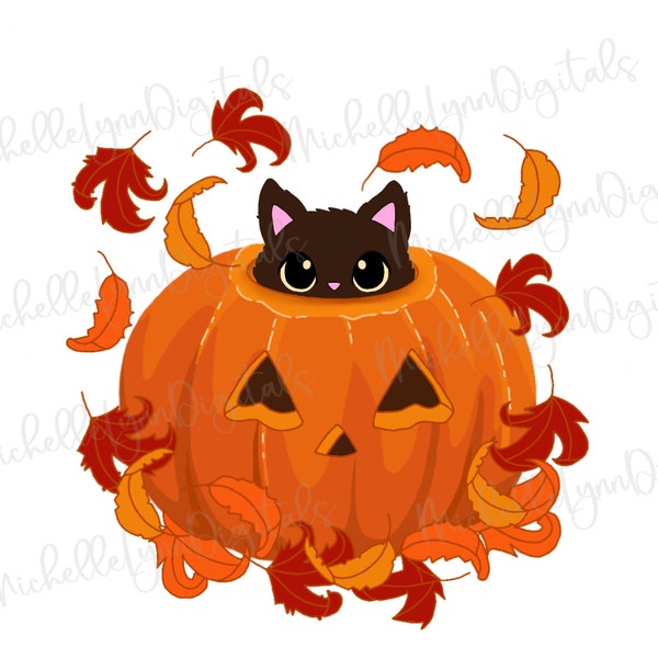 Cat in Pumpkin png file | digital download | cute |