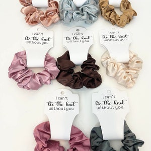 Bridesmaid Scrunchie Tags Bridesmaid Hair Ties Bachelorette Party Favors Maid of Honor Gift Will You Be My Bridesmaid Proposal Wedding Gift