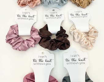 Bridesmaid Scrunchie Tags Bridesmaid Hair Ties Bachelorette Party Favors Maid of Honor Gift Will You Be My Bridesmaid Proposal Wedding Gift