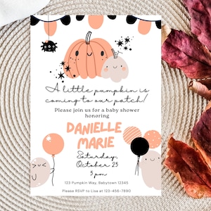 5&quot;x7&quot; Digital Invite Halloween Baby Shower Invitation Pumpkin Baby Shower Invitation Little Pumpkin Is on the Way Invitation Gender Neutral