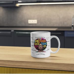 Melanin Queen Mug  Afro Black Girl Art  Strong Bold Love Colorful Ceramic Coffee Cup Black History Gift for Her  11oz Mug