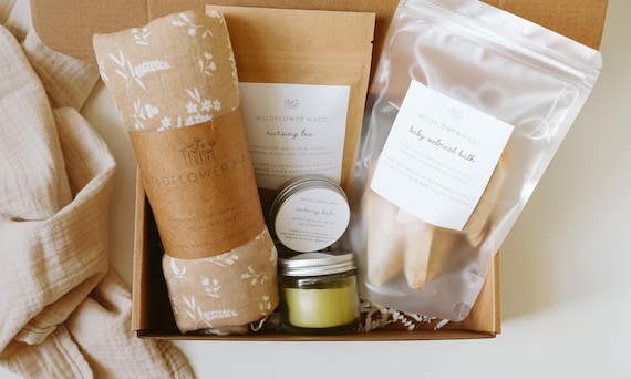 Mama & Baby Postpartum Gift Box | Herbal Nursing Tea, Balm, Salve, Oatmeal Bath