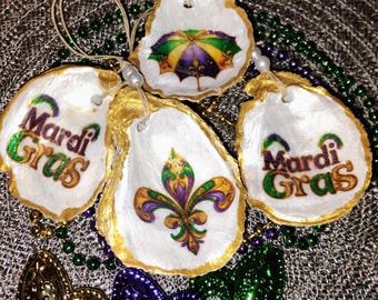 Adorno de concha de ostra de Mardi Gras