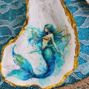 Blue Mermaid  oyster shell