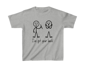Kids funny graphic tee, stick figure tee shirt, kids t-shirt, I've got your back tshirt, gifts for kids