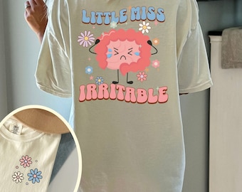 IBS Shirt Ibs Gift Little Miss Irritable Funny Intestine Character Retro Tummy Problems T-Shirt IBS Awareness Hot Girls IBS