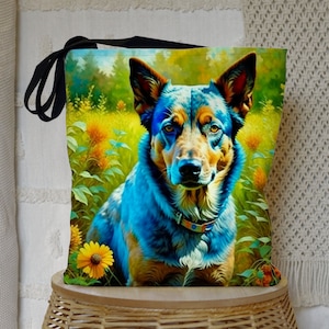 Blue Heeler Canvas Tote Bag Queensland Heeler Gifts Australian Cattle Dog Tote Gift for Dog Owners Blue Heeler Mama Queensland Heeler Lover